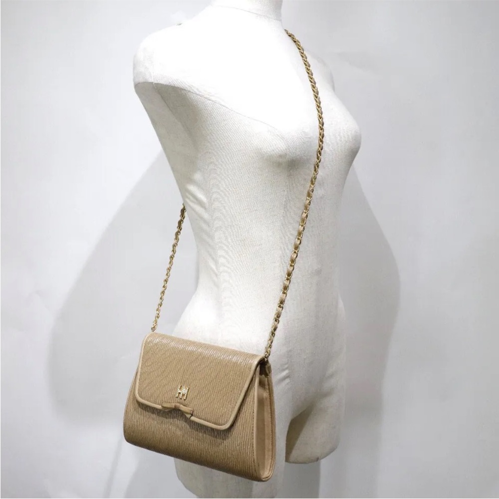 HANAE MORI clutch Shoulder Bag beige leather Women